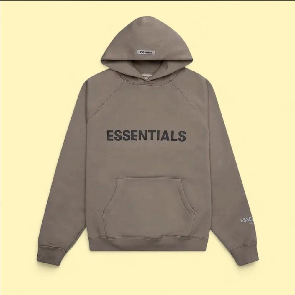 ESSENTIALS Taupe Men's Hoodie with Front Logo